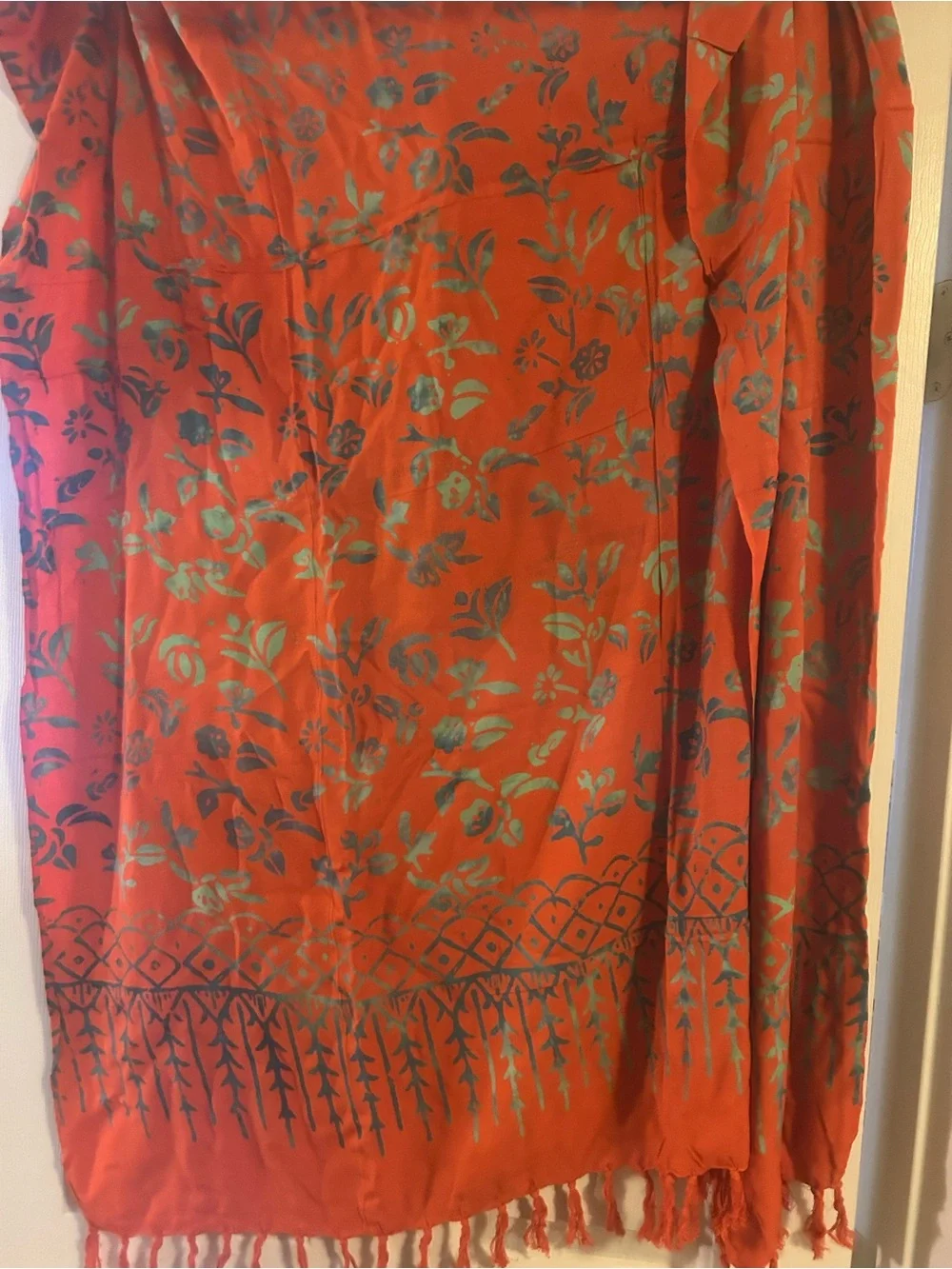 Women’s Floral Orange & Teal Lightweight Scarf Wrap